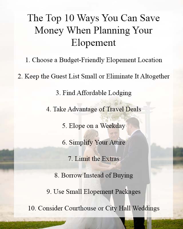 the top 10 ways you can save money when planning your elopement